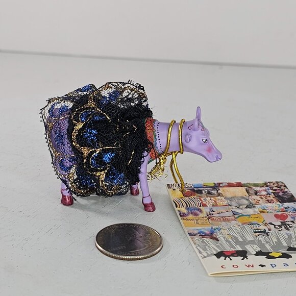Cow Parade Mini Moo Prima Cowlerina Figurine Purple Ballerina With Tag #23127 - Picture 2 of 8